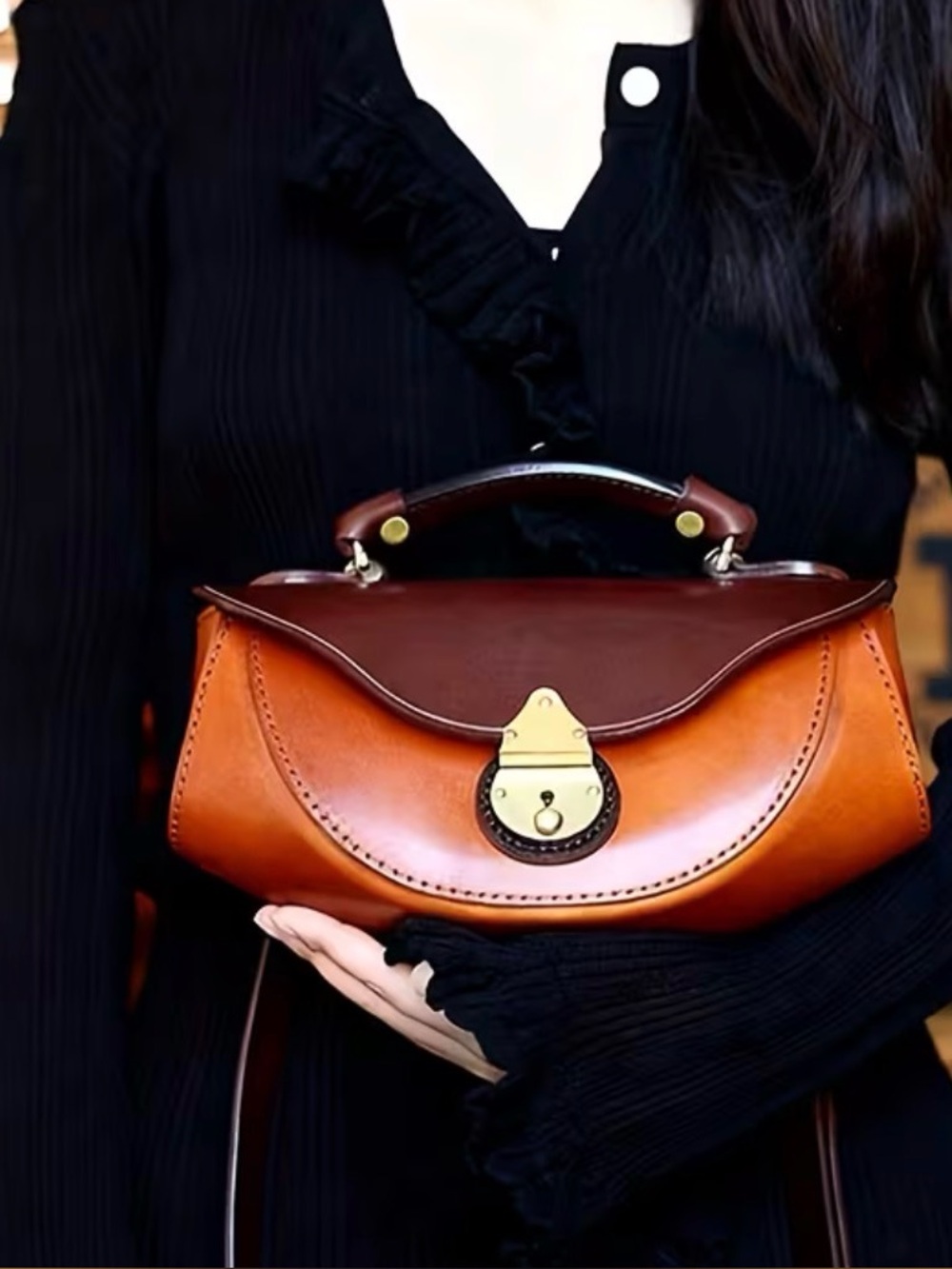 Classic Brown Leather Top-Handle Satchel - Timeless Women's Handbag